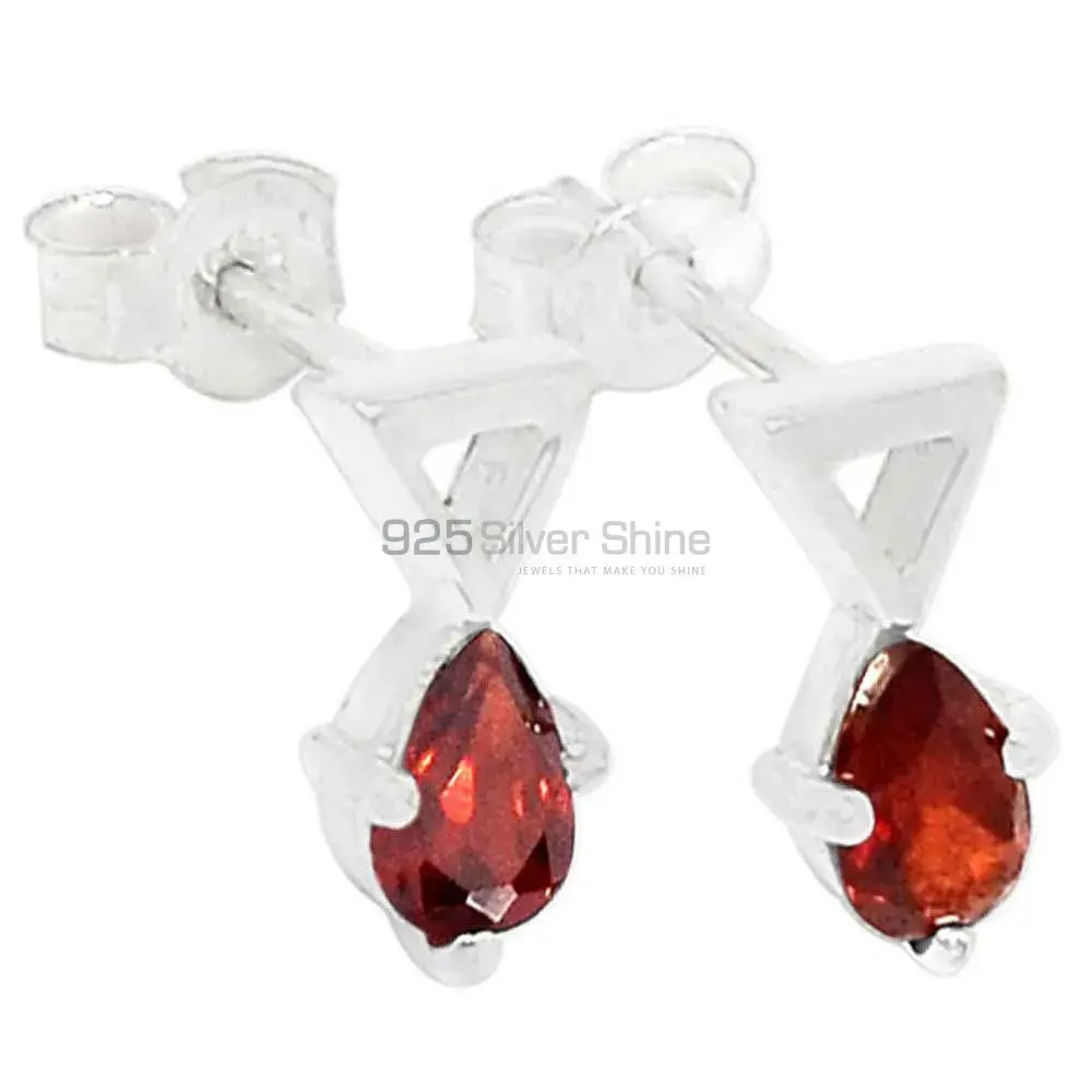 Genuine Garnet Gemstone Earrings In 925 Sterling Silver 925SE468