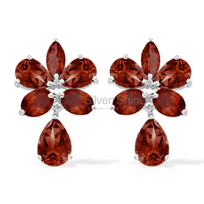 Genuine Garnet Gemstone Earrings In 925 Sterling Silver 925SE942