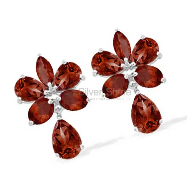 Genuine Garnet Gemstone Earrings In 925 Sterling Silver 925SE942_0