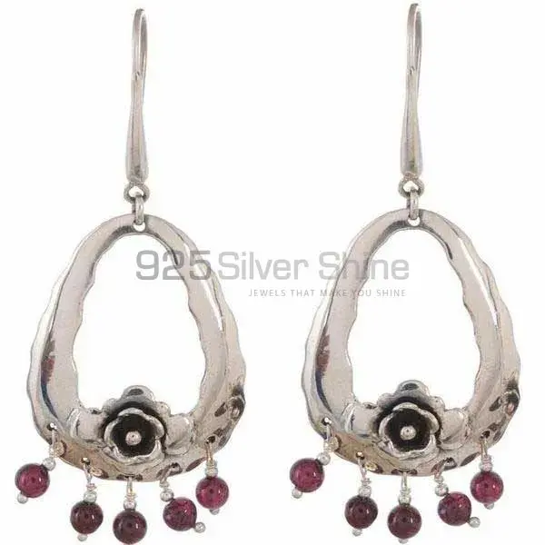 Genuine Garnet Gemstone Earrings In Fine 925 Sterling Silver 925SE1176