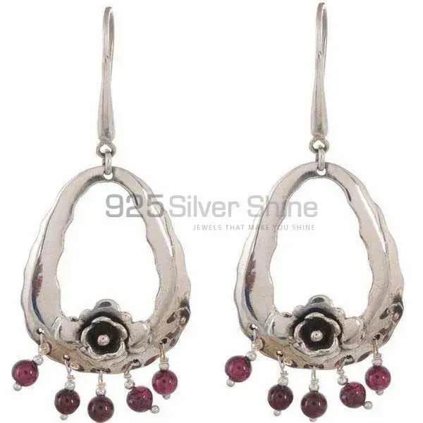Genuine Garnet Gemstone Earrings In Fine 925 Sterling Silver 925SE1176_0