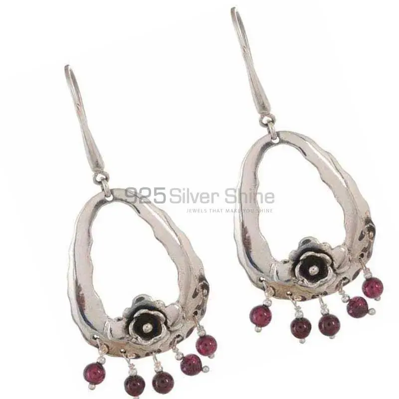 Genuine Garnet Gemstone Earrings In Fine 925 Sterling Silver 925SE1176_1