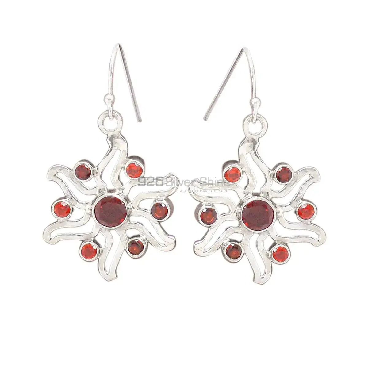 Genuine Garnet Gemstone Earrings In Fine 925 Sterling Silver 925SE2031