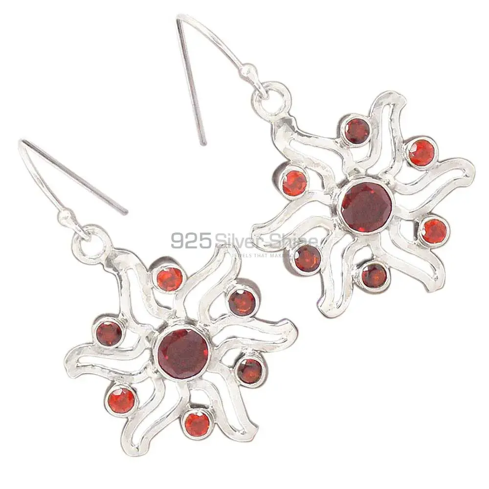 Genuine Garnet Gemstone Earrings In Fine 925 Sterling Silver 925SE2031_1