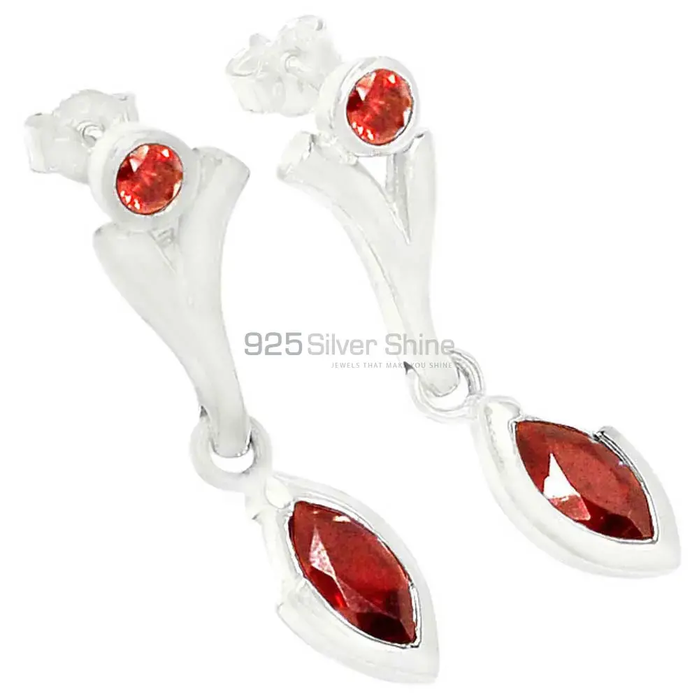 Genuine Garnet Gemstone Earrings In Fine 925 Sterling Silver 925SE632