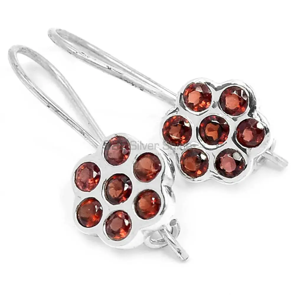 Genuine Garnet Gemstone Earrings Manufacturer In 925 Sterling Silver Jewelry 925SE659