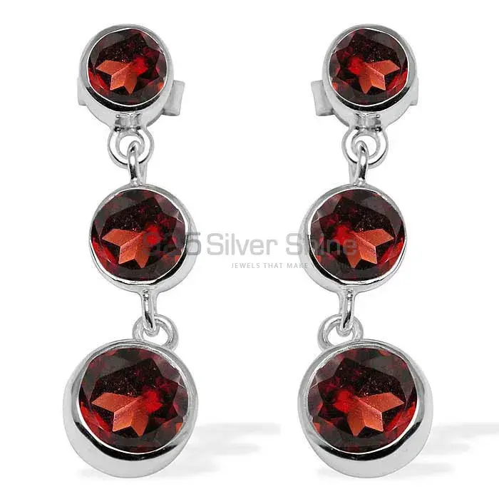 Genuine Garnet Gemstone Earrings In 925 Sterling Silver Jewelry 925SE1124_0