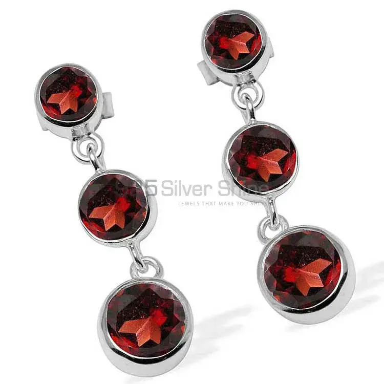 Genuine Garnet Gemstone Earrings Wholesaler In 925 Sterling Silver Jewelry 925SE1124_0