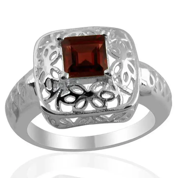 Filigree Design Garnet Gemstone Silver Rings 925SR1371_0