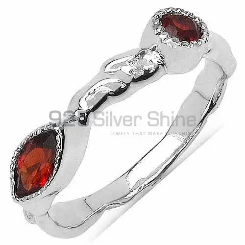 Natural Garnet Sterling Silver Wedding Rings 925SR3224