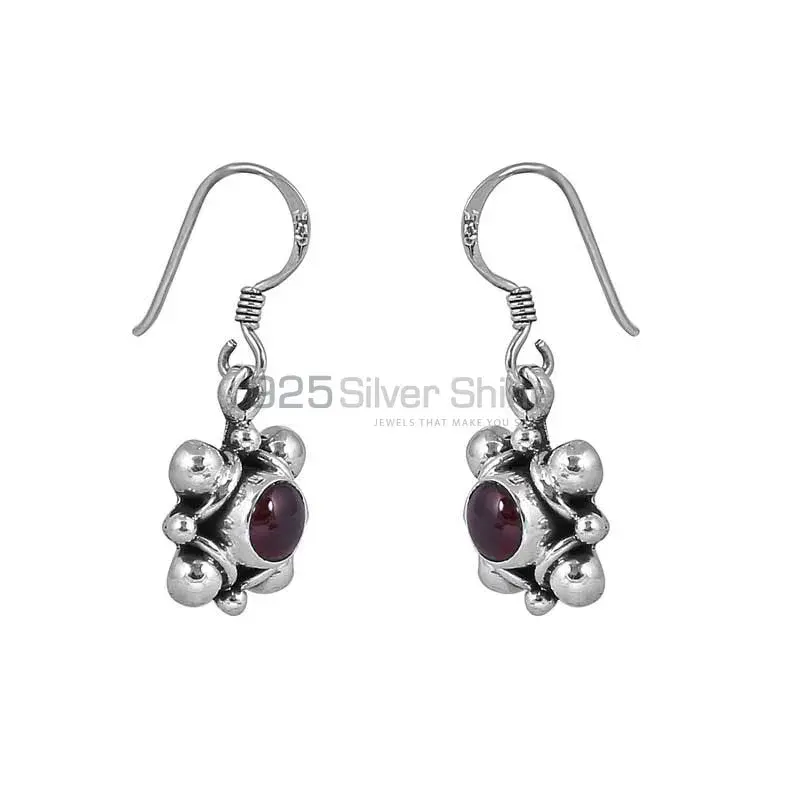 Genuine Garnet Semi Precious Gemstone Earring In 925 Silver Fine Jewelry 925SE44_0