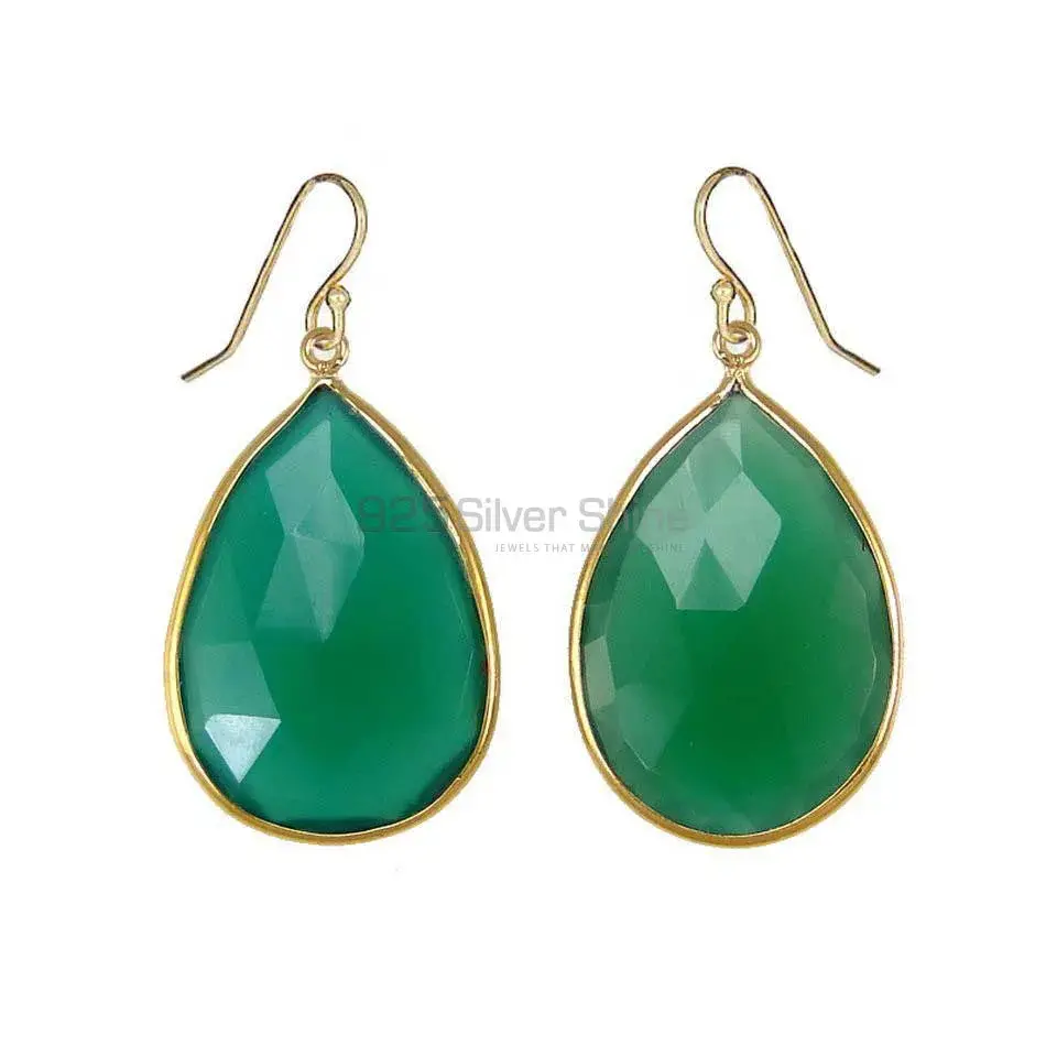 Genuine Green Onyx Gemstone Earrings In 925 Sterling Silver 925SE1924