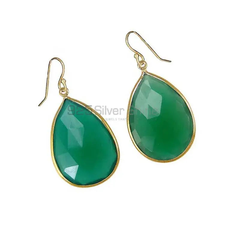 Genuine Green Onyx Gemstone Earrings In 925 Sterling Silver 925SE1924_1
