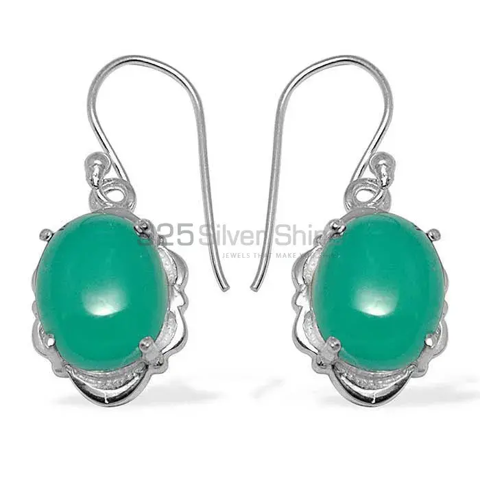 Genuine Green Onyx Gemstone Earrings In Fine 925 Sterling Silver 925SE790
