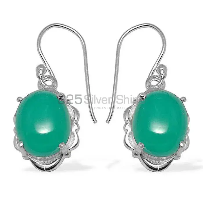 Genuine Green Onyx Gemstone Earrings In Fine 925 Sterling Silver 925SE790_0