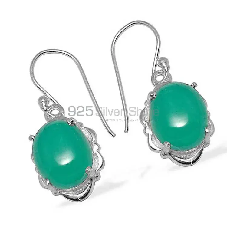 Genuine Green Onyx Gemstone Earrings In Fine 925 Sterling Silver 925SE790_1
