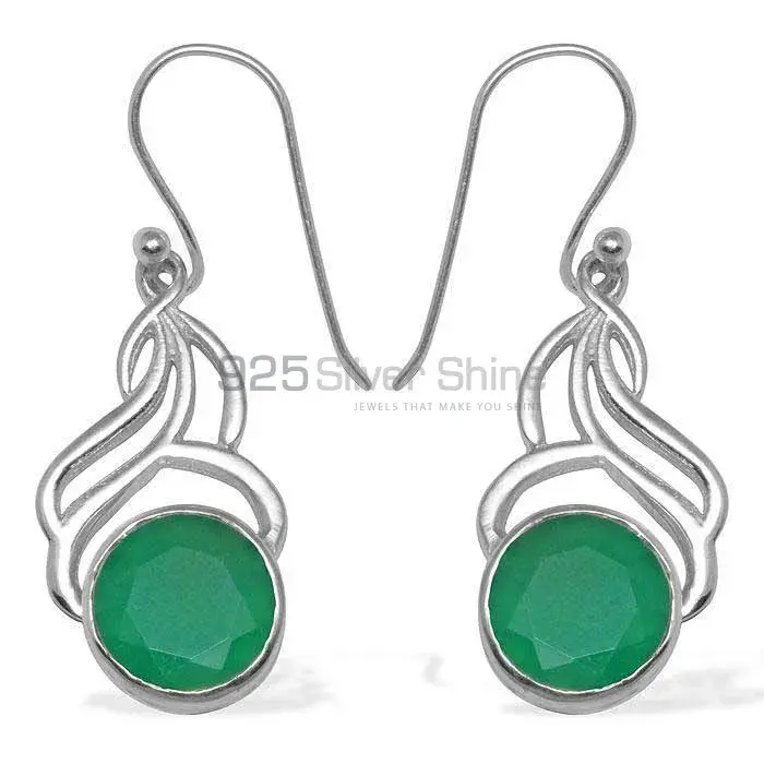 Genuine Green Onyx Gemstone Earrings Suppliers In 925 Sterling Silver Jewelry 925SE811