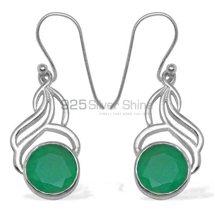Genuine Green Onyx Gemstone Earrings In 925 Sterling Silver Jewelry 925SE811_0