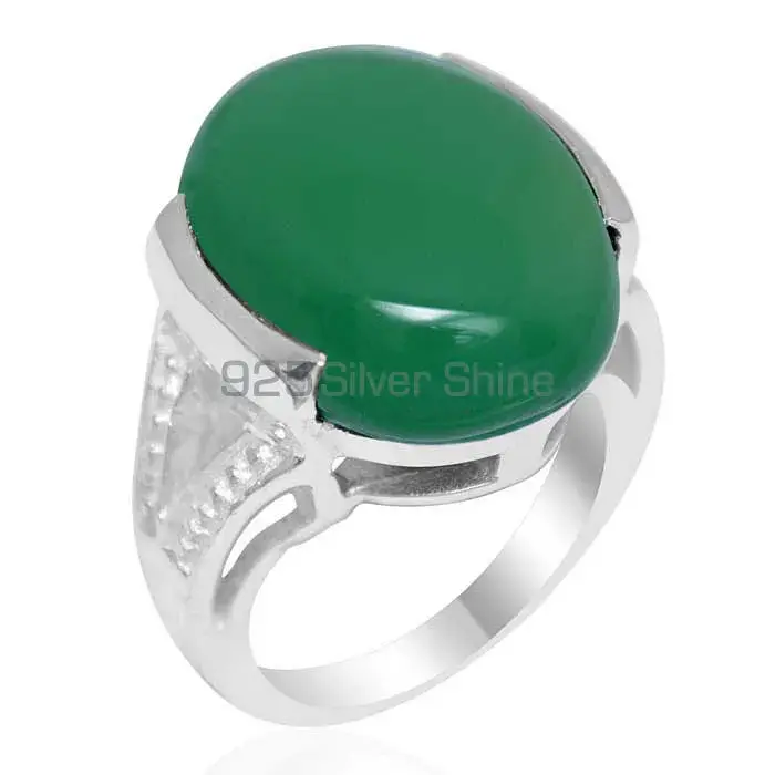 Genuine Green Onyx Gemstone Rings Exporters In 925 Sterling Silver Jewelry 925SR1863