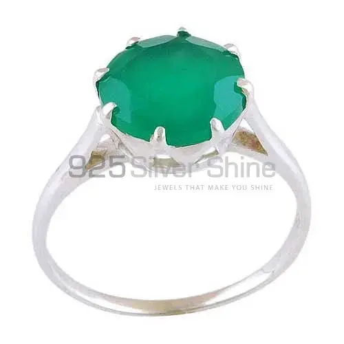 Genuine Green Onyx Gemstone Rings Exporters In 925 Sterling Silver Jewelry 925SR3897