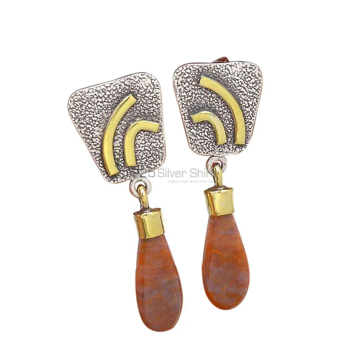 Genuine Honey Aragonite Gemstone Earrings In 925 Sterling Silver Jewelry 925SE2765_0