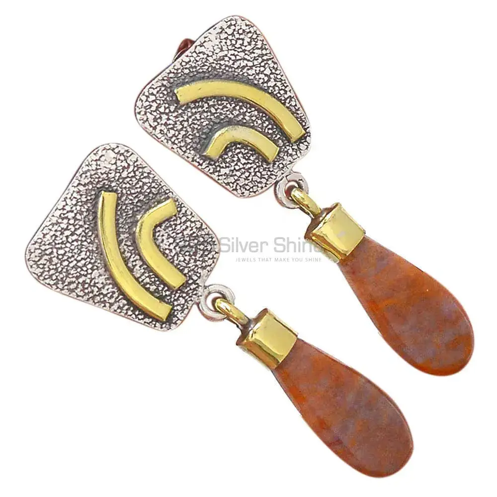 Genuine Honey Aragonite Gemstone Earrings In 925 Sterling Silver Jewelry 925SE2765_1