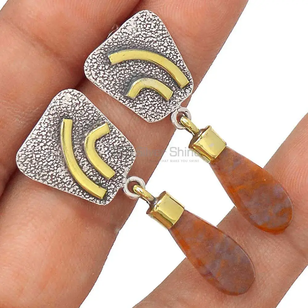 Genuine Honey Aragonite Gemstone Earrings In 925 Sterling Silver Jewelry 925SE2765_2