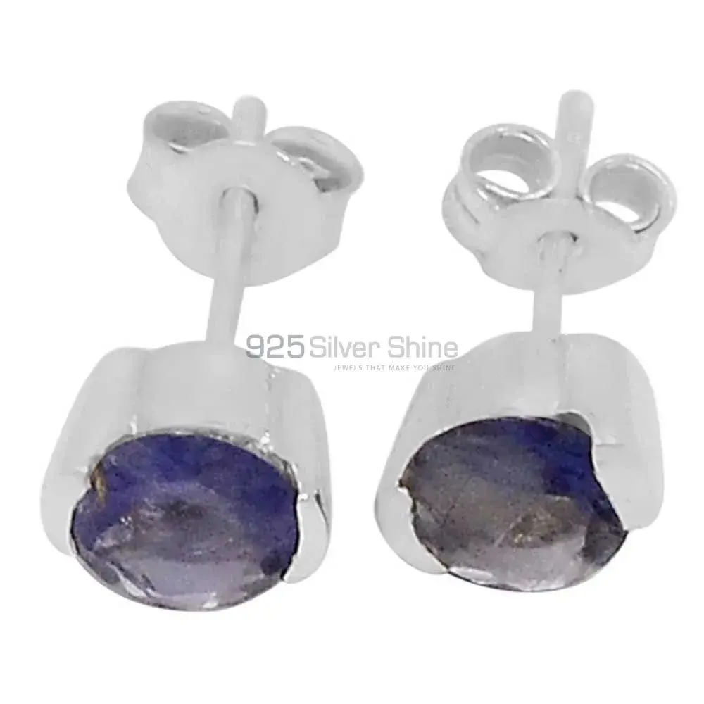 Genuine Iolite Gemstone Earrings In 925 Sterling Silver 925SE547