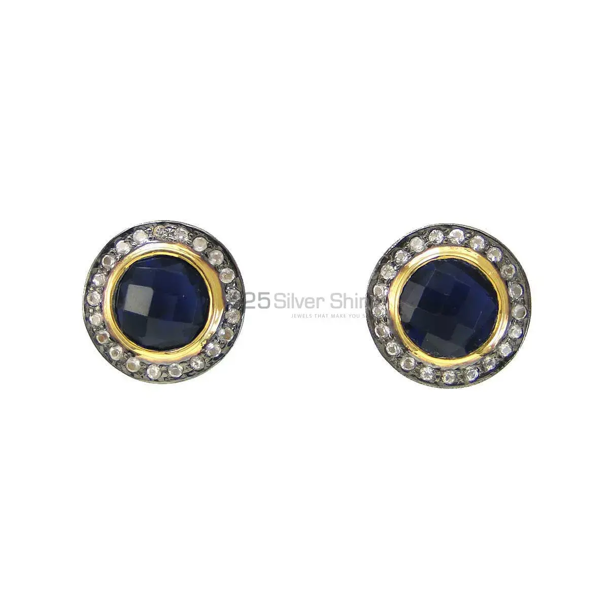 Genuine Iolite Gemstone Earrings In Solid 925 Silver 925SE2006_0