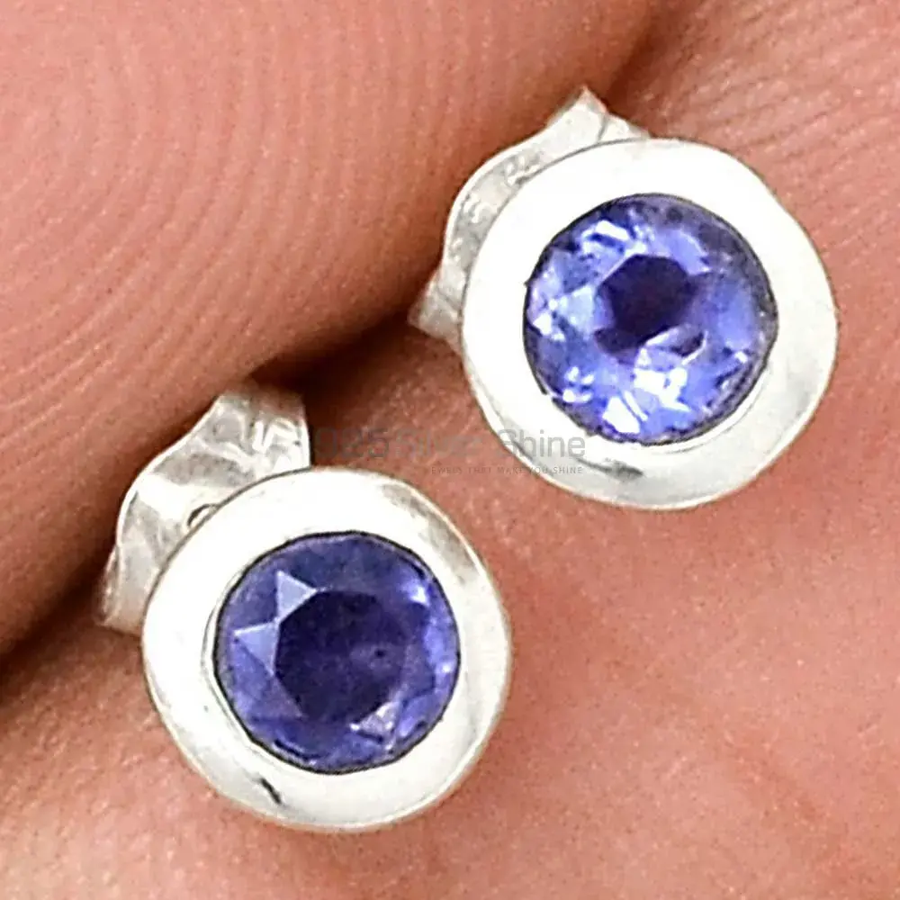 Genuine Iolite Gemstone Earrings Manufacturer In 925 Sterling Silver Jewelry 925SE2216_0