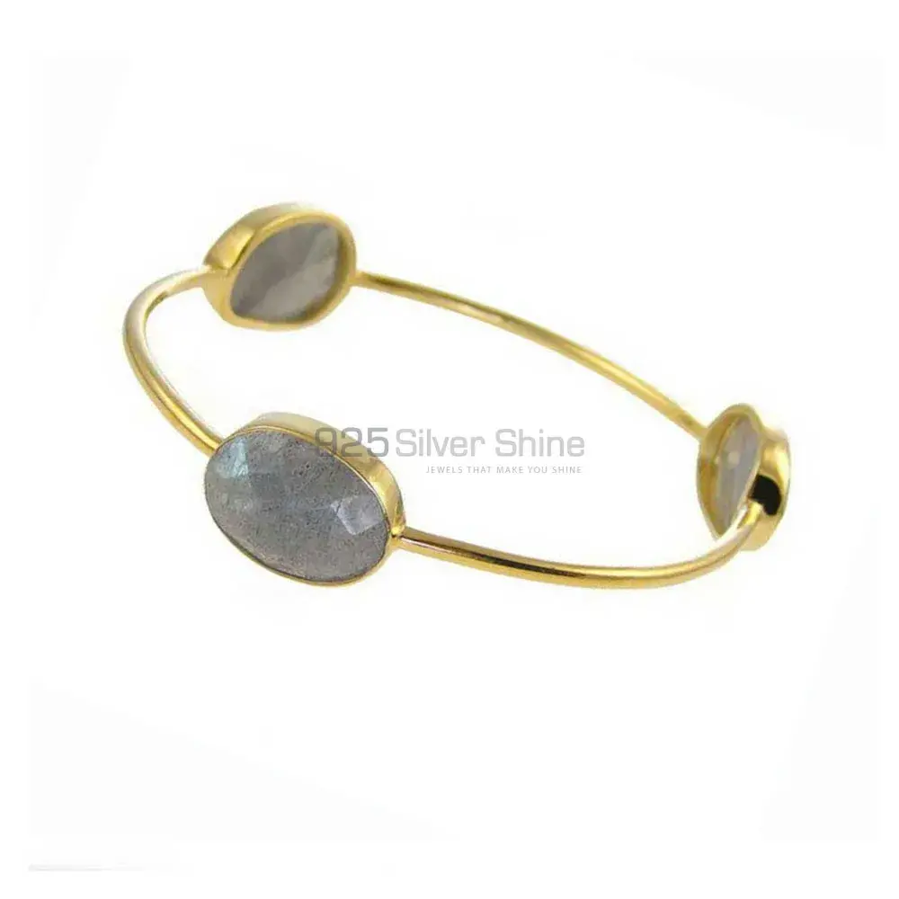 Genuine Labradorite Gemstone Bangles In 925 Silver Gold Plated 925SSB102