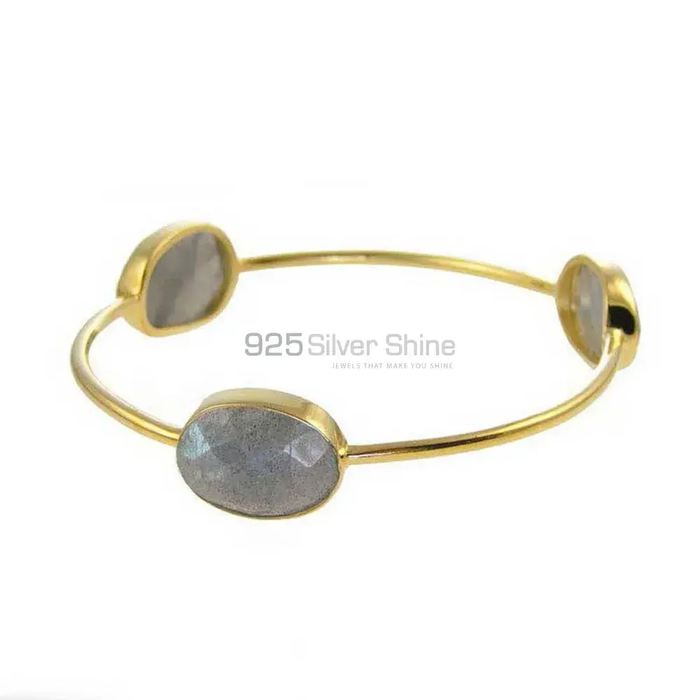 Genuine Labradorite Gemstone Bangles In 925 Silver Gold Plated 925SSB102_0