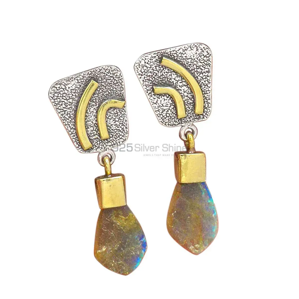 Genuine Labradorite Gemstone Earrings Exporters In 925 Sterling Silver Jewelry 925SE2768