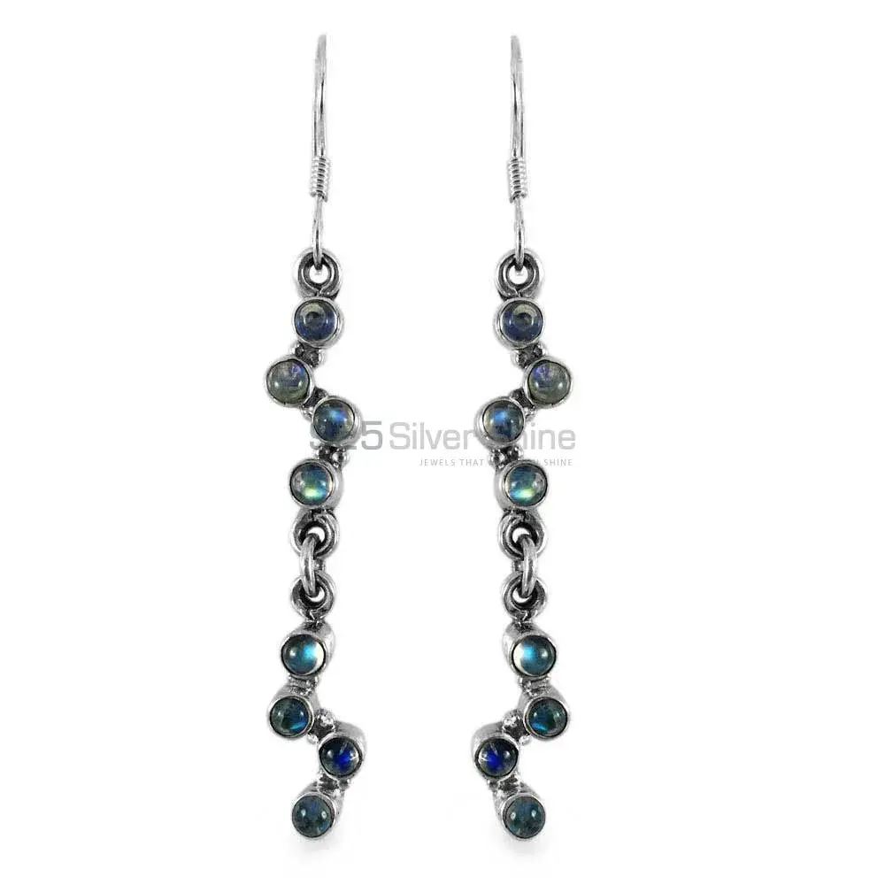 Genuine Labradorite Gemstone Earrings In 925 Sterling Silver 925SE1328