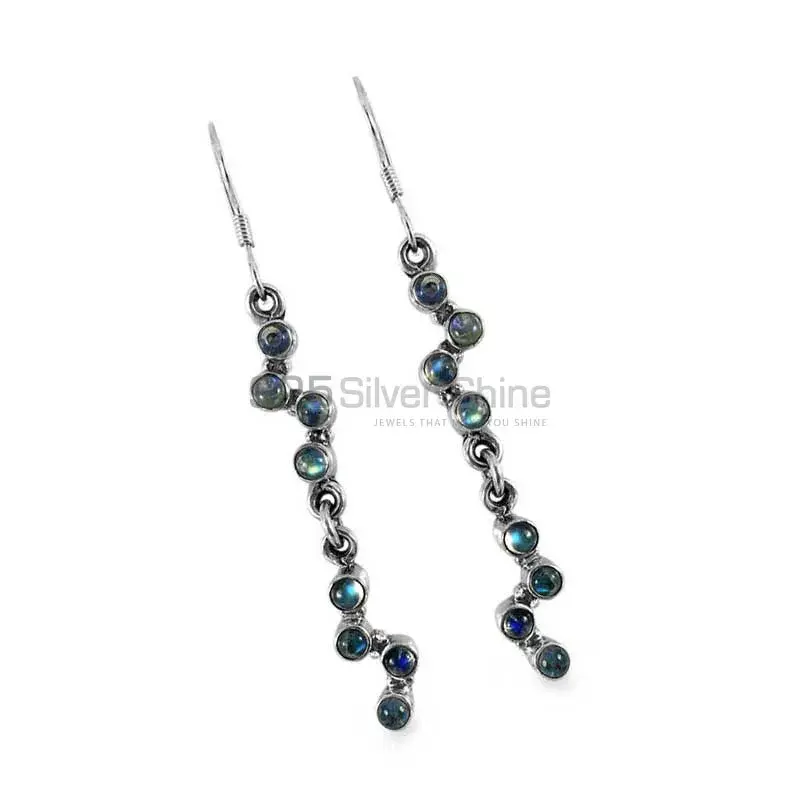 Genuine Labradorite Gemstone Earrings In 925 Sterling Silver 925SE1328_0