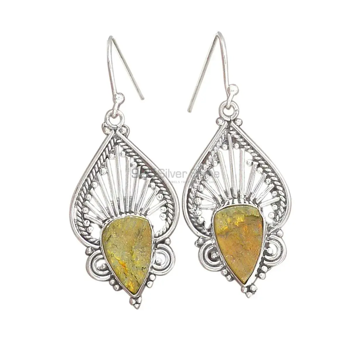 Genuine Labradorite Gemstone Earrings In Fine 925 Sterling Silver 925SE2660