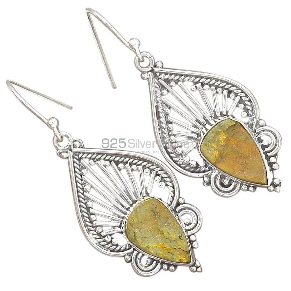 Genuine Labradorite Gemstone Earrings In Fine 925 Sterling Silver 925SE2660_1