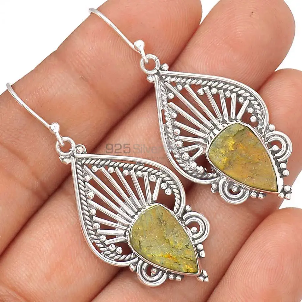 Genuine Labradorite Gemstone Earrings In Fine 925 Sterling Silver 925SE2660_1