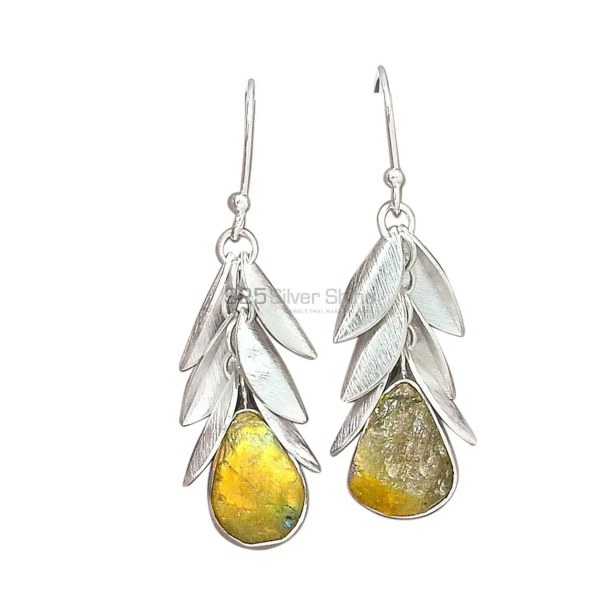 Genuine Labradorite Gemstone Earrings In 925 Sterling Silver Jewelry 925SE3008_0