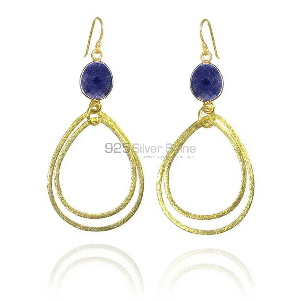 Genuine Lapis Gemstone Earrings Manufacturer In 925 Sterling Silver Jewelry 925SE1957