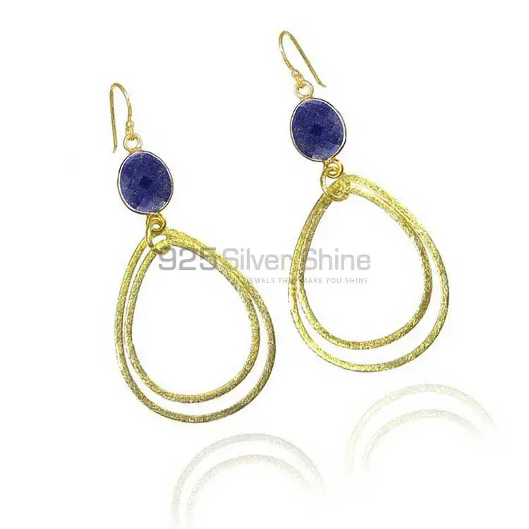 Genuine Lapis Gemstone Earrings Manufacturer In 925 Sterling Silver Jewelry 925SE1957_0