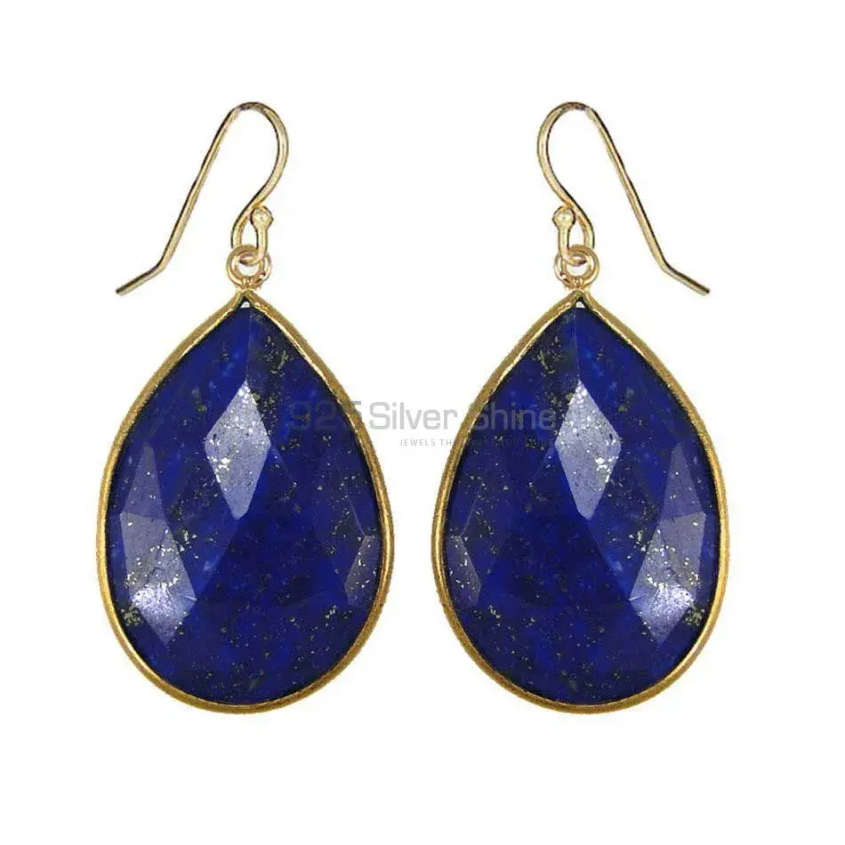 Genuine Lapis Gemstone Earrings In Solid 925 Silver 925SE1927_0