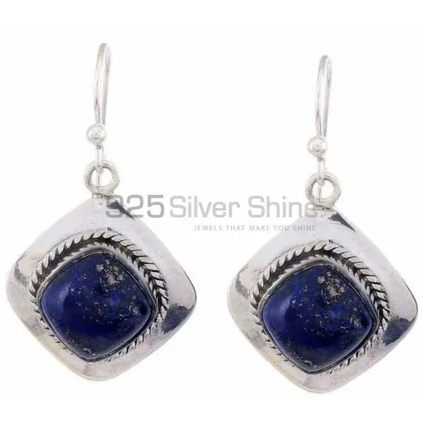 Genuine Lapis Gemstone Earrings In 925 Sterling Silver Jewelry 925SE1197_0
