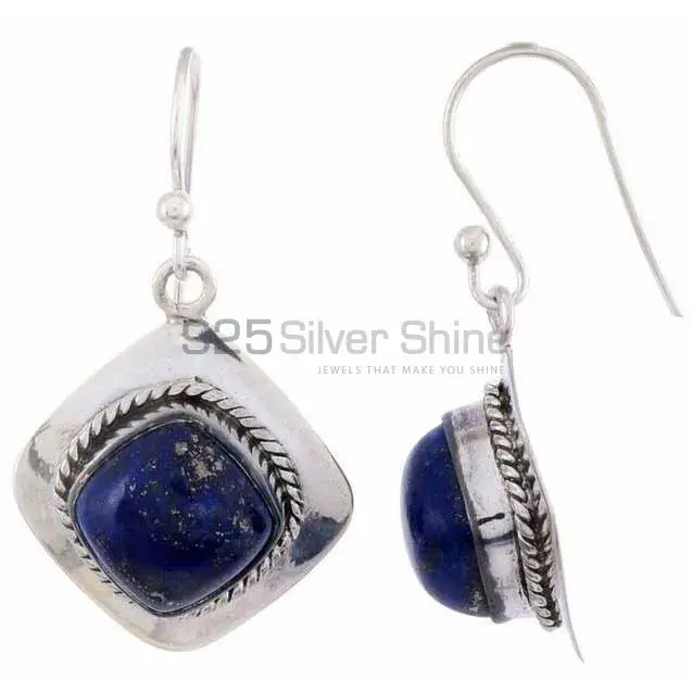 Genuine Lapis Gemstone Earrings In 925 Sterling Silver Jewelry 925SE1197_1
