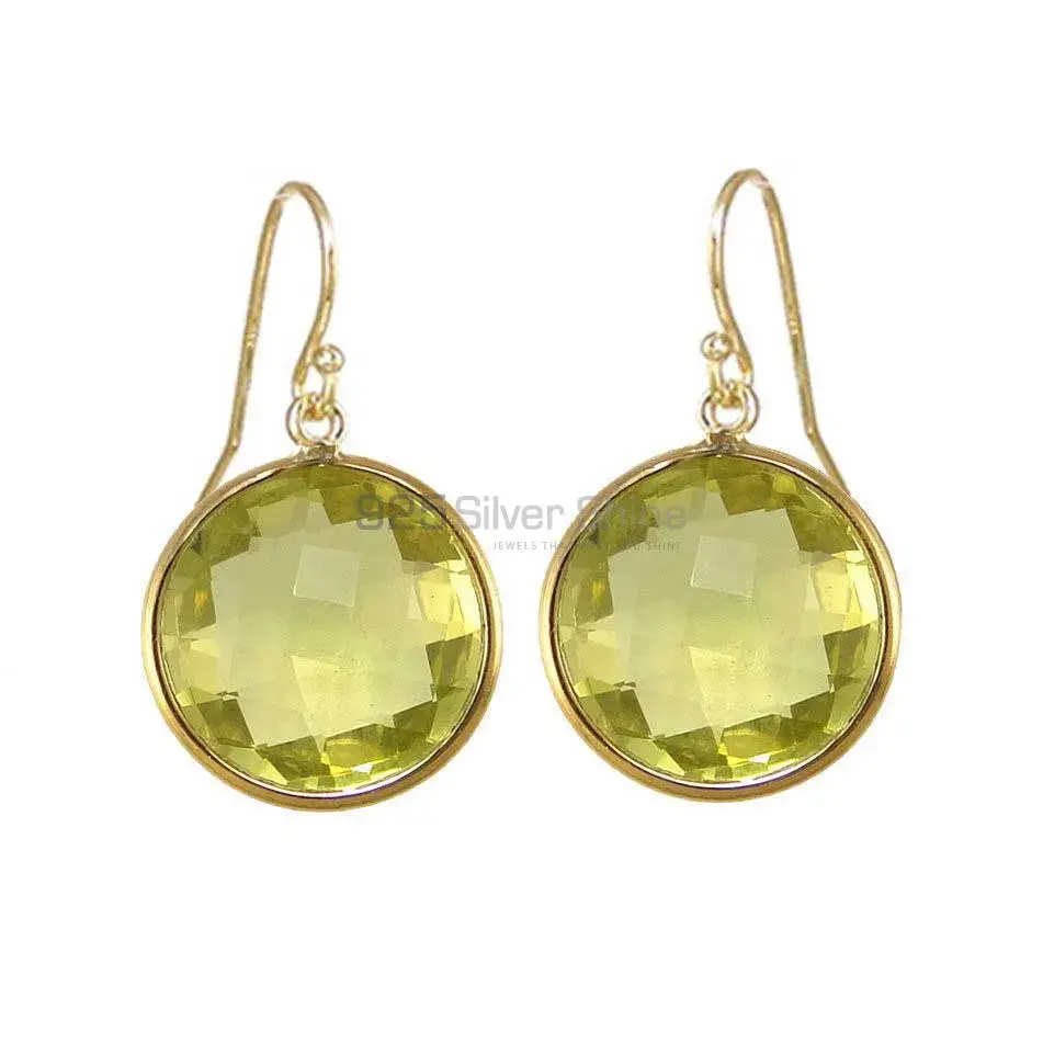 Genuine Lemon Quartz Gemstone Earrings In 925 Sterling Silver Jewelry 925SE1948_0