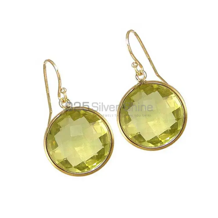 Genuine Lemon Quartz Gemstone Earrings In 925 Sterling Silver Jewelry 925SE1948_1