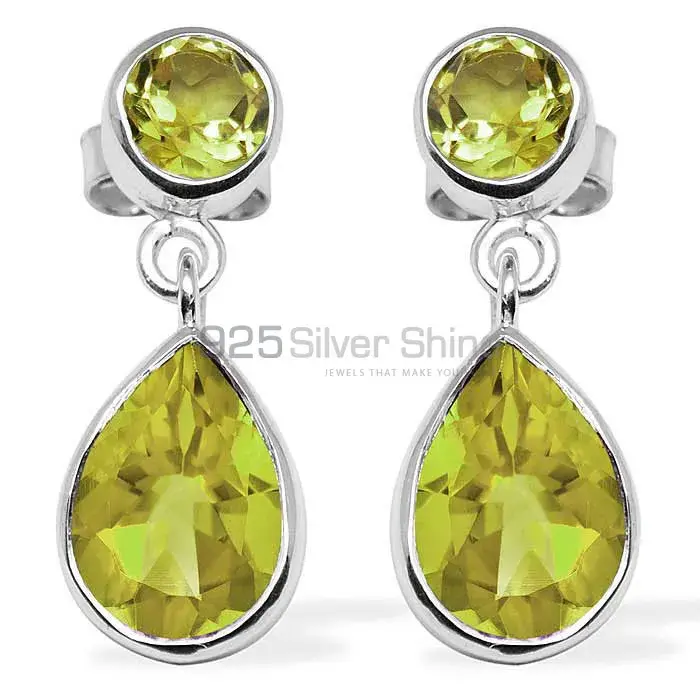 Genuine Lemon Quartz Gemstone Earrings Manufacturer In 925 Sterling Silver Jewelry 925SE1133