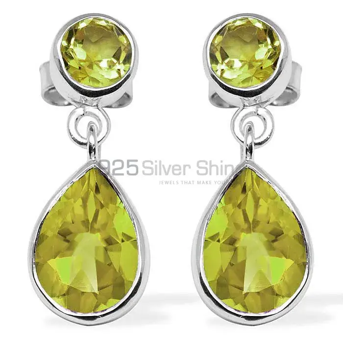 Genuine Lemon Quartz Gemstone Earrings In 925 Sterling Silver Jewelry 925SE1133_0
