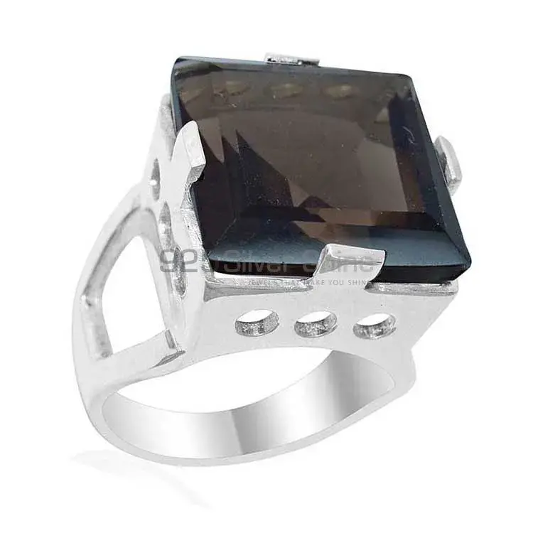 Genuine Smoky Quartz Gemstone Rings In Solid 925 Silver 925SR1915_1