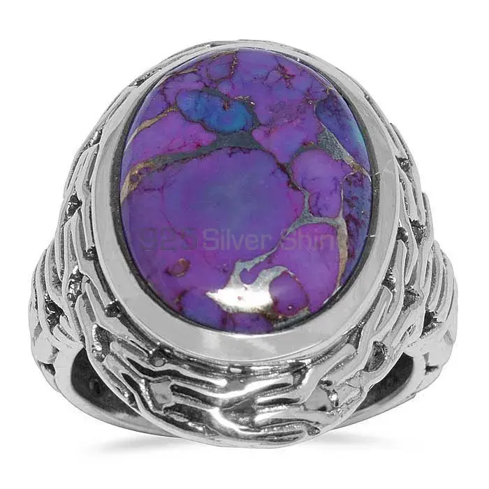 Genuine Mohave Copper Turquoise Gemstone Rings Manufacturer In 925 Sterling Silver Jewelry 925SR1641